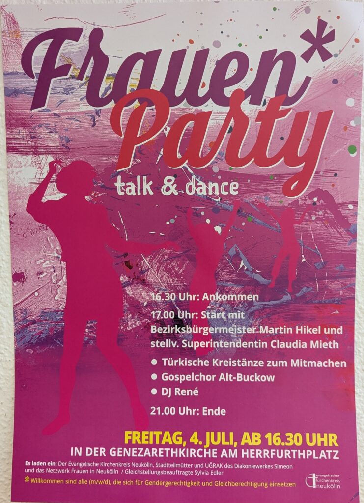 Poster Frauen Sternchen Party Neukölln 2025 Frauen*Party Neukölln, 4.7.2025