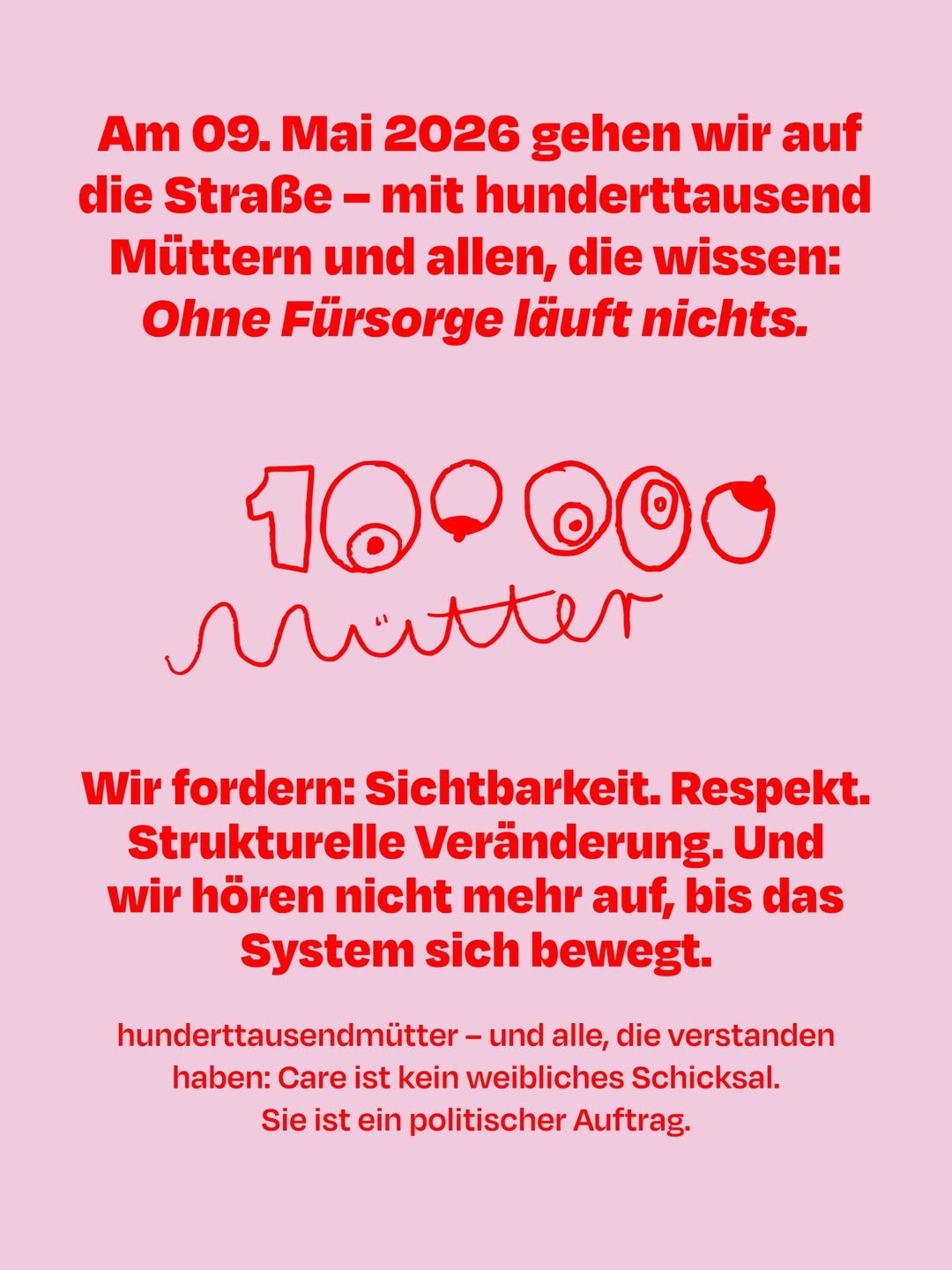 Demo 9 Mai 2026 2 Forderungen Hundertausendmütter Demo Berlin, 9. Mai 2026, 12 Uhr