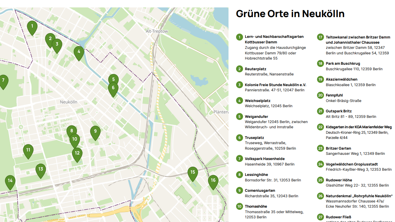 Grüne Orte in Neukölln