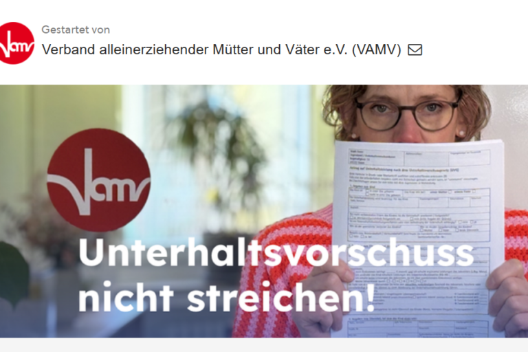 Petition: Unterhaltsvorschuss nicht streichen!